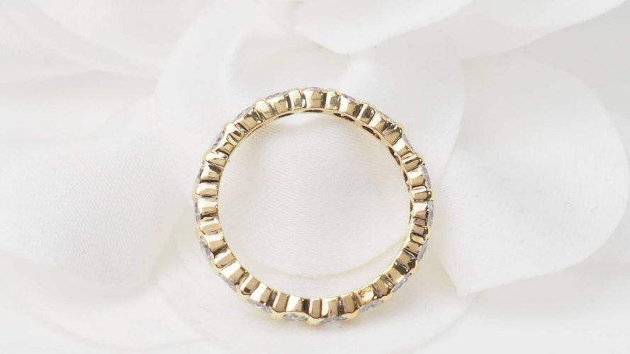 Bague 48 Alliance américaine tour complet en or jaune 18 kt et diamants 1,33 ct 58 Facettes 30725