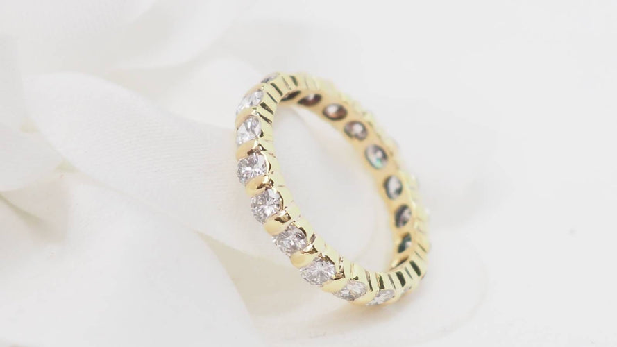 Bague 48 Alliance américaine tour complet en or jaune 18 kt et diamants 1,33 ct 58 Facettes 30725