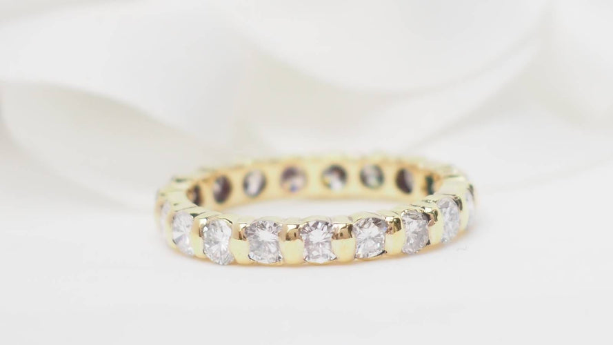 Bague 48 Alliance américaine tour complet en or jaune 18 kt et diamants 1,33 ct 58 Facettes 30725