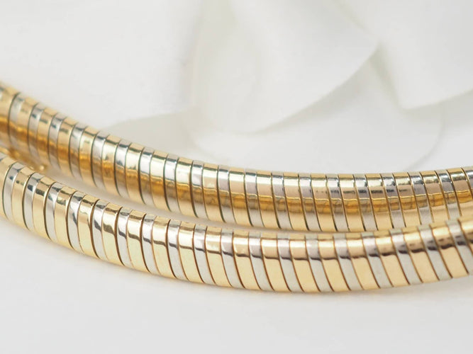 Collier Cartier Tubogas - Collier ras-de-cou en or jaune et blanc 18 ct 58 Facettes 33081