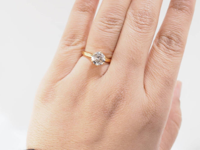 Bague 54 Bague solitaire en or jaune 18 kt et diamant 1,59 ct 58 Facettes 32058
