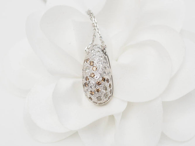 Collier Collier pendentif dôme en or blanc 18 kt et diamants 58 Facettes 27313/27307