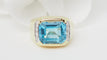 Bague 52 Bague en or jaune 18 kt avec topaze bleue et diamants 58 Facettes 32748