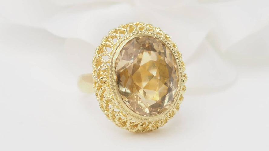 Bague 55 Bague filigranée en or jaune 18 ct et citrine facettée 58 Facettes 32760