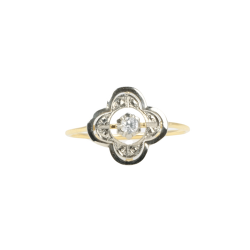Bague Bague trèfle en or et pierre blanche 58 Facettes 451