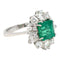 Bague 54.5 Bague vintage en or blanc 18K, émeraude colombienne 2,00 ct et diamants 58 Facettes