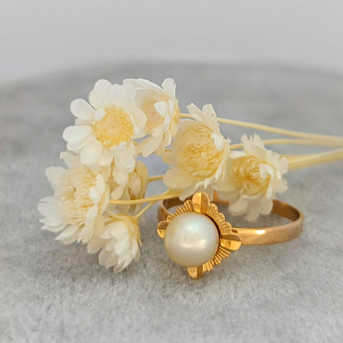 Bague 49 Bague en or rose 18 carats avec perle de culture 58 Facettes 16110