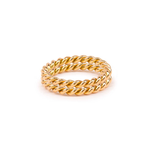 Bague 50 Alliances torsadées - Paire en or jaune 18 carats 58 Facettes B371