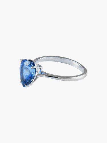 Bague 54 Bague solitaire en or blanc 18 carats et saphir de Ceylan 58 Facettes BO/170005