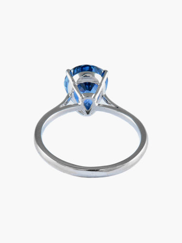 Bague 54 Bague solitaire en or blanc 18 carats et saphir de Ceylan 58 Facettes BO/170005