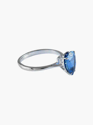 Bague 54 Bague solitaire en or blanc 18 carats et saphir de Ceylan 58 Facettes BO/170005