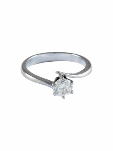 Bague 50.5 Bague solitaire en or blanc 18 carats et diamant 0,50 ct 58 Facettes BO/120040