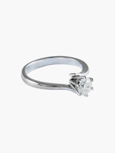 Bague 50.5 Bague solitaire en or blanc 18 carats et diamant 0,50 ct 58 Facettes BO/120040