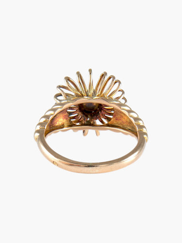 Bague Or Jaune / Perles / 51 Bague vintage godronnée en or jaune 18 carats et perle 58 Facettes BO/220027