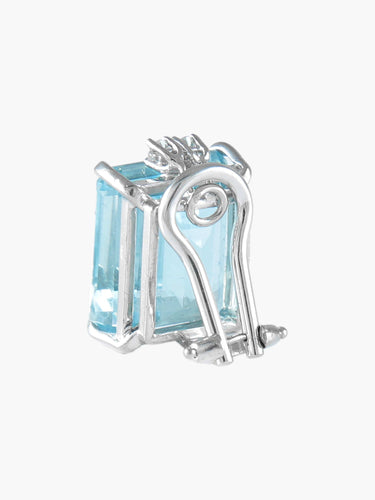 Boucles d'oreilles Or Blanc / Aigue-marine Boucles d'oreilles en or blanc 18k et diamants, aigue-marine 58 Facettes BO/220025BO