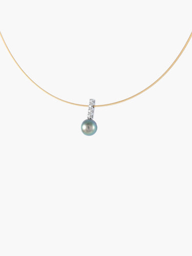 Collier Or Jaune / Diamants Collier pendentif en or jaune et blanc 18 carats, diamants et perle de Tahiti 58 Facettes BO/220037