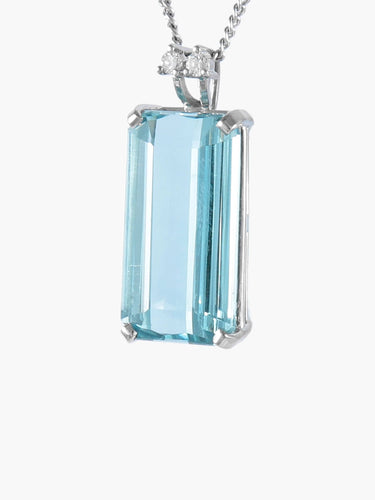 Collier Or Blanc / Aigue-marine Collier pendentif en or blanc 18 carats et aigues-marines, diamants 58 Facettes BO/220025COL