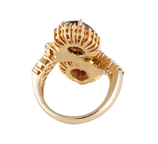 Bague 53 Bague Toi & Moi en or jaune 18k et rubis, diamants 58 Facettes BO/220084