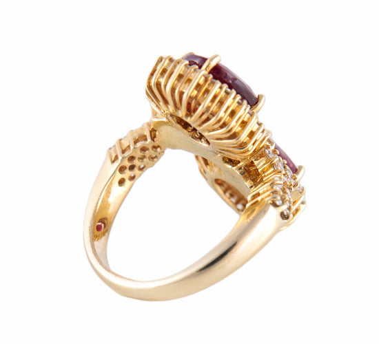 Bague 53 Bague Toi & Moi en or jaune 18k et rubis, diamants 58 Facettes BO/220084