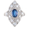 Bague 50 Bague Art Déco en platine et saphir, entourée de diamants 58 Facettes BO/220144