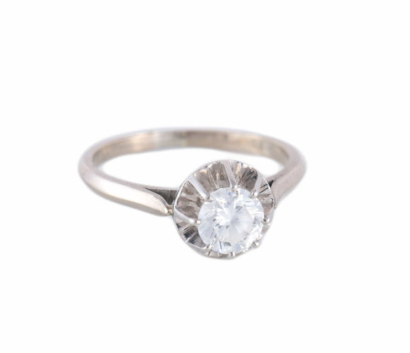 Bague 55 Bague solitaire en or blanc 18 carats et diamant 0,50 ct 58 Facettes BO/220063-64 RIV