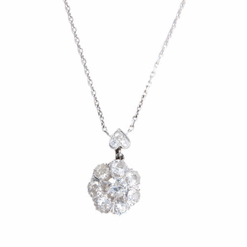 Collier Collier fleur en or blanc 18k, platine et diamants 58 Facettes BO/220123
