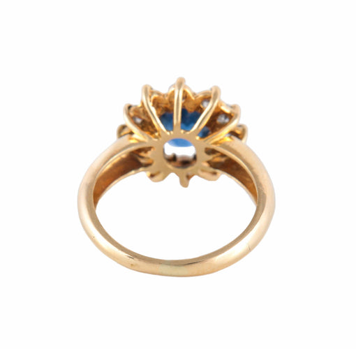 Bague 51 Bague Fleur en or jaune 18 carats et saphir, diamants 58 Facettes BO/220141