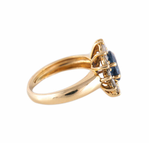 Bague 51 Bague Fleur en or jaune 18 carats et saphir, diamants 58 Facettes BO/220141