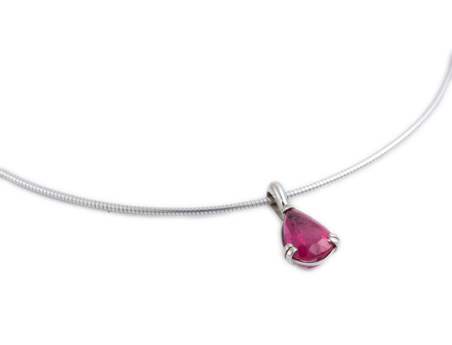 Collier Collier pendentif en or jaune et blanc 18k et rubis 58 Facettes BO/220086 NSS