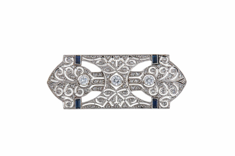 Broche Broche Art Déco géométrique en platine, or blanc et diamants 58 Facettes BO/220129