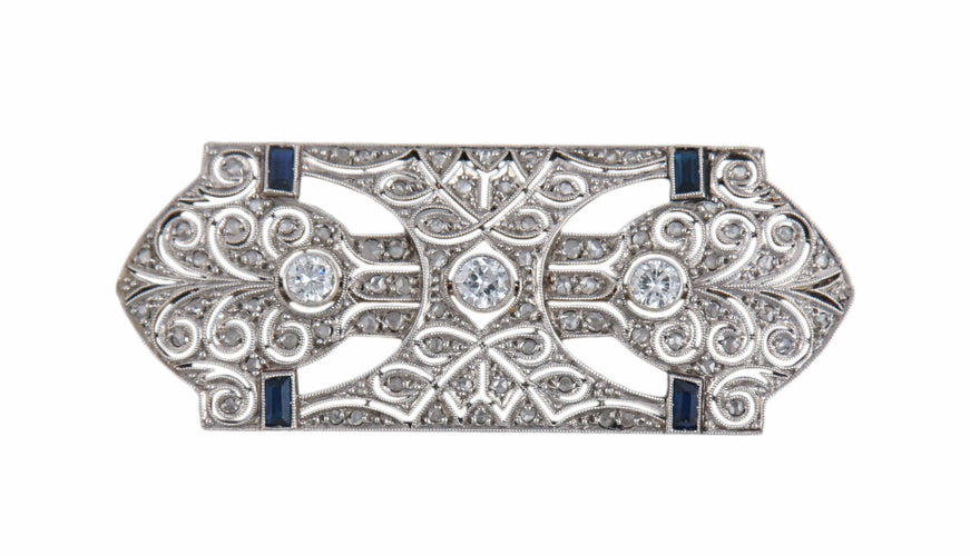 Broche Broche Art Déco géométrique en platine, or blanc et diamants 58 Facettes BO/220129