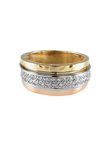 Bague 57 Carven - Bague ajourée en 3 ors 18 carats et diamants 58 Facettes BO/130062