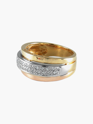 Bague 57 Carven - Bague ajourée en 3 ors 18 carats et diamants 58 Facettes BO/130062