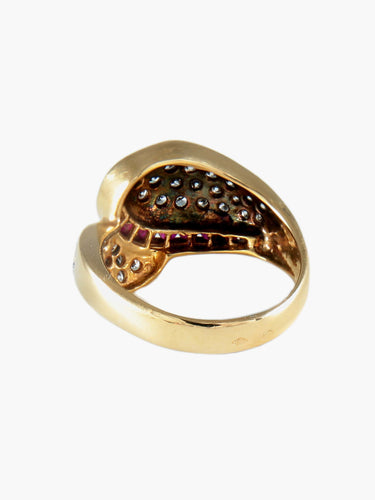 Bague 54 Bague moderne pavée en or jaune 18 carats et rubis diamants 58 Facettes BO/130068