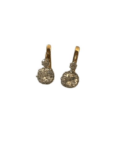 Boucles d'oreilles Paire de dormeuses anciennes, diamants 58 Facettes