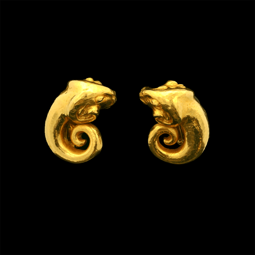 Boucles d'oreilles Zolotas - Boucles d’oreilles bélier en or jaune 22k 58 Facettes
