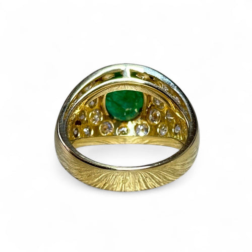Bague 53 Bague dôme en or 18 carats avec émeraude et diamants 58 Facettes 287