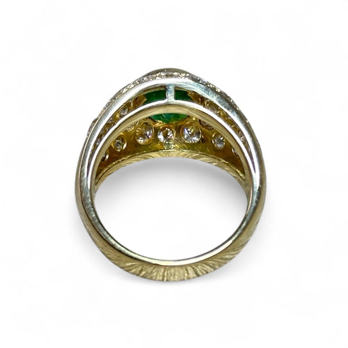 Bague 53 Bague dôme en or 18 carats avec émeraude et diamants 58 Facettes 287
