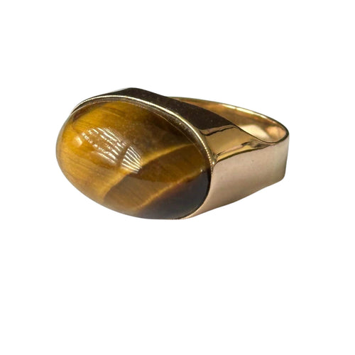 Bague 52 Bague œil de tigre en or jaune 18 carats 58 Facettes 347