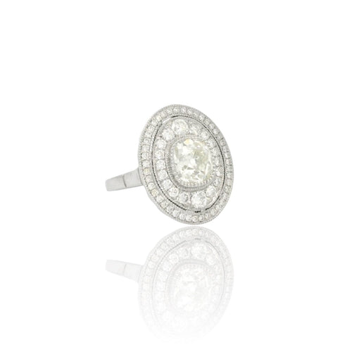 Bague 53 Bague Art déco inspirée en platine et diamants 58 Facettes