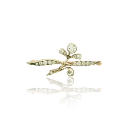 Broche Broche ancienne 1900-1910 en or 14k, argent et diamants 58 Facettes