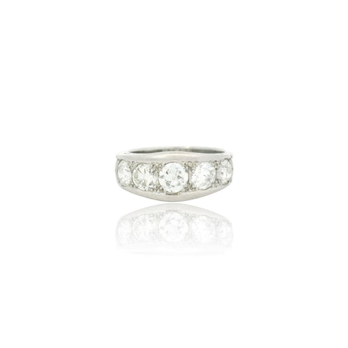 Bague 56 Bague vintage 1940 en or blanc 18k et diamants 58 Facettes