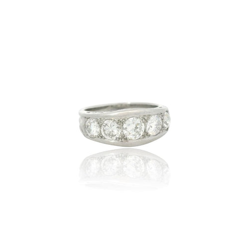 Bague 56 Bague vintage 1940 en or blanc 18k et diamants 58 Facettes