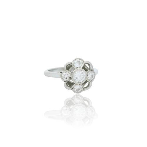 Bague 49 Bague vintage en or blanc 18k et diamants 58 Facettes
