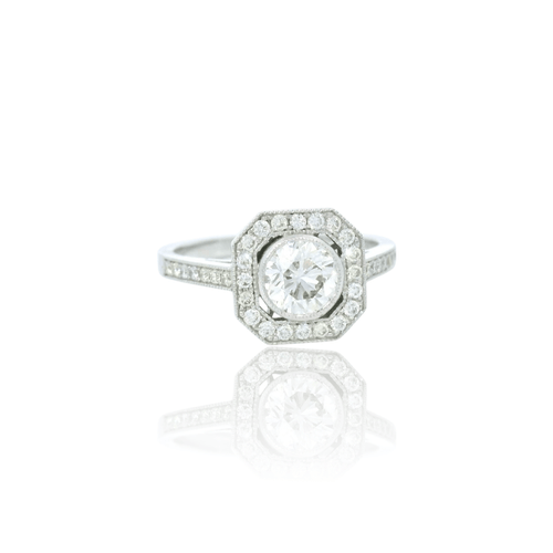 Bague 53 Bague carrée en or blanc 18k et diamants 58 Facettes