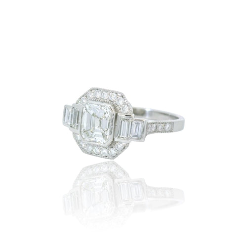 Bague 52 Bague Art déco en platine et diamants 58 Facettes