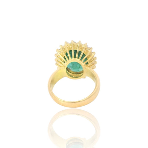 Bague 57 Bague vintage en or jaune 18k et émeraude de Zambie 58 Facettes