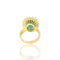 Bague 57 Bague vintage en or jaune 18k et émeraude de Zambie 58 Facettes