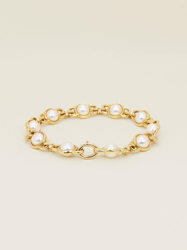 Bracelet Bracelet chaîne vintage en or jaune 18 carats et perles Akoya 58 Facettes 1204.5