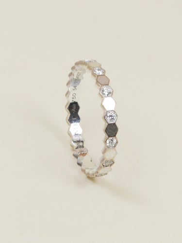 Bague 54 Chaumet Bee My Love - Alliance en or blanc avec diamants 58 Facettes 1208.2